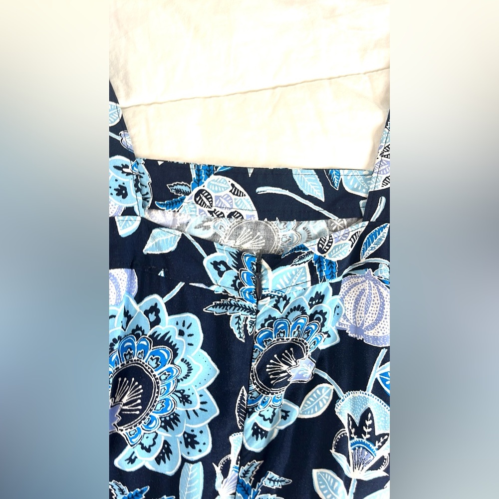 Loft petites 4p Blue & White Floral Overalls Like New Tropical jumpsuit - Picture 5 of 6